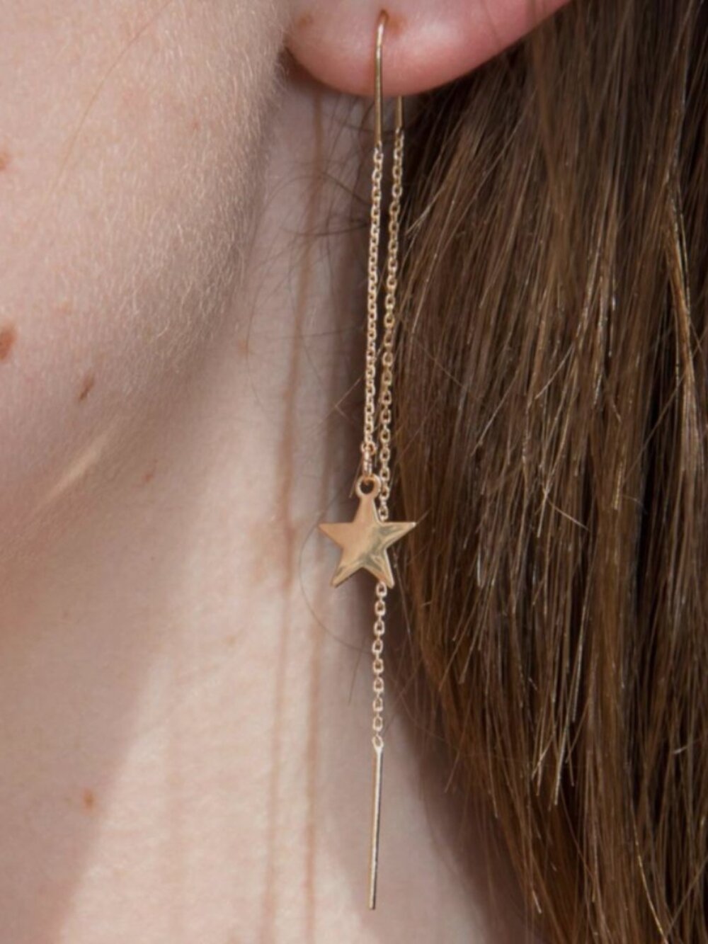 Brandy Melville Gold Star Threader Earrings